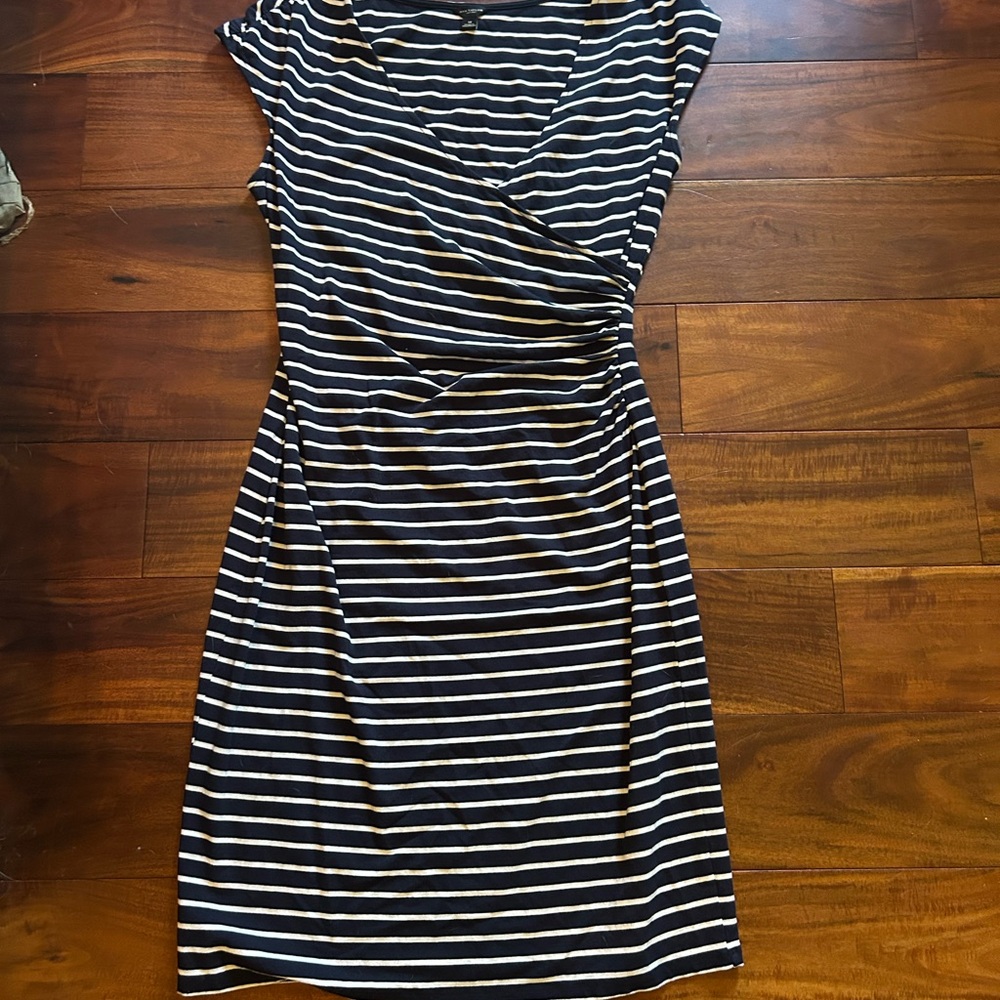 Ann Taylor medium Striped Black and White Wrap Dress made in Philippines